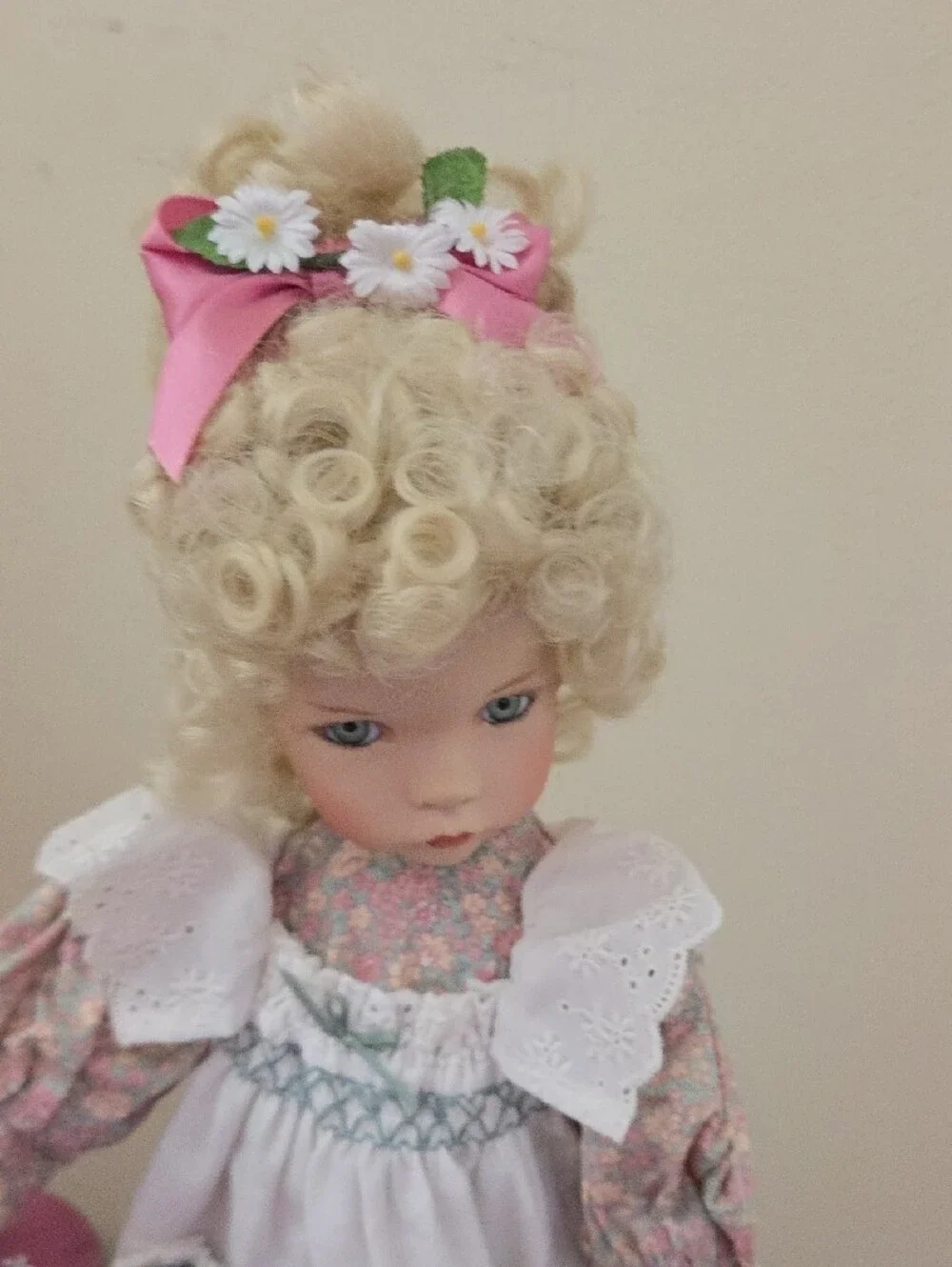 Mother Goose Blonde Curly Hair Doll in White Dress
